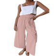 thumbnail image 1 of Women Ruffled Wide-leg Pants  Summer Casual Loose High Waist Solid Color Trousers, 1 of 4