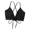 thumbnail image 3 of HNMKIU Full Coverage Bra 2023 New Black Split Swimsuit Top Lace Up Backless Bra, 3 of 4