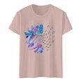 thumbnail image 4 of WEIYLL T-Shirts pour Femmes Imprimé Lettre Manches Courtes Col Rond Rose Clair Tailles G, 4 of 4