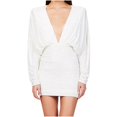 thumbnail image 1 of Pisexur Robes pour Femmes Robe de Cocktail à Col en V Profond Robe de Soirée à Paillettes de Mode Robe de Boîte de Nuit de Fête Tunique Dos Ouvert Robes de Retour à la Maison Robe Élégante pour Invitée de Mariage Robe Midi, 1 of 6