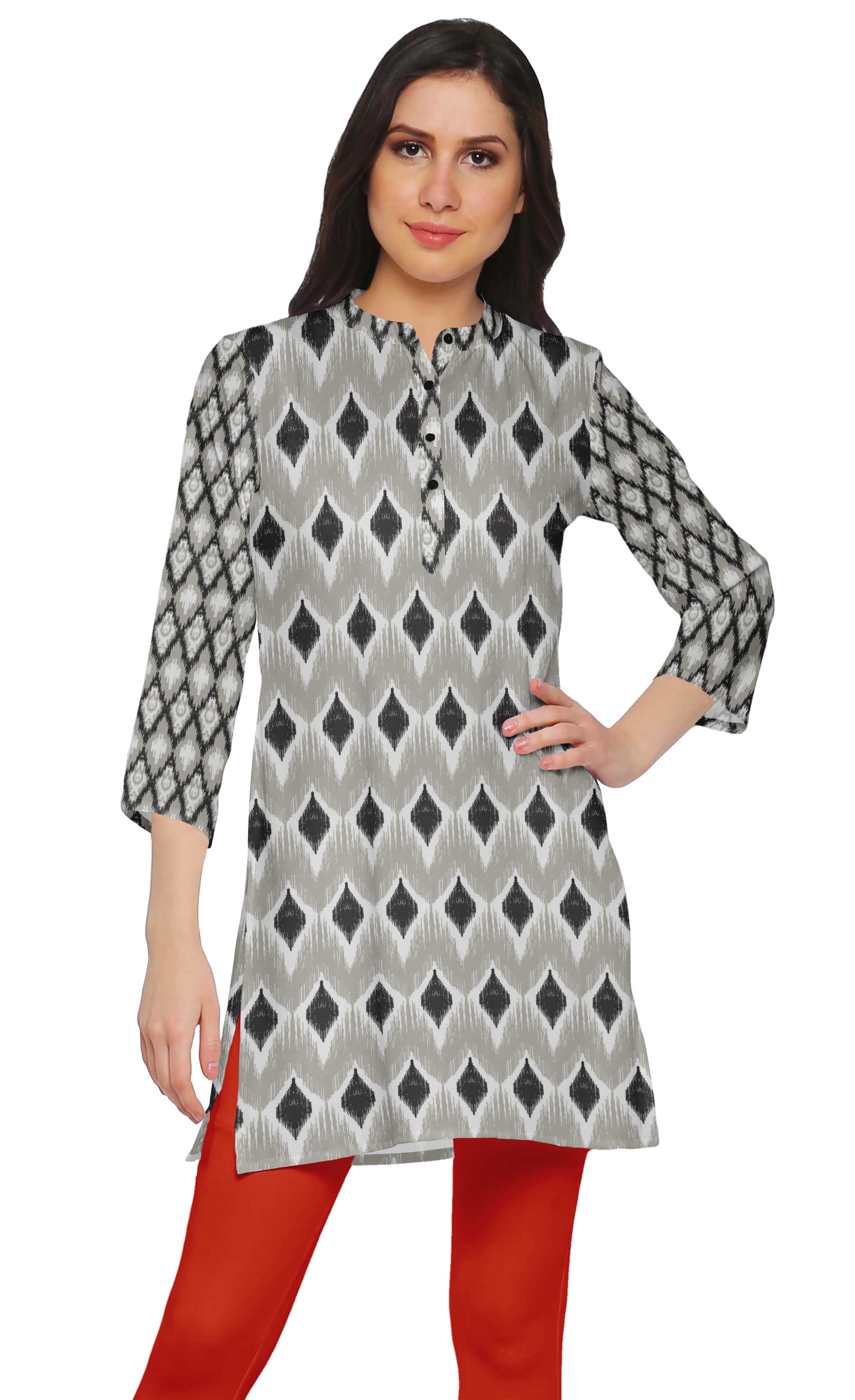 Moomaya Printed Side Slit Short Kurta Tunic For Women Summer Wear Ladies Kurti