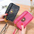 thumbnail image 2 of Women Handbag Canvas 3 Layers Zipper Bag Dot Printed Wallet Mobile Phone Bag, 2 of 9