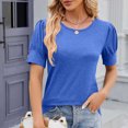 thumbnail image 2 of Timegard Short Sleeve Tops for Women Button Crew Neck Comfy Blouse Casual Tunic Tops Basic T Shirts, 2 of 3