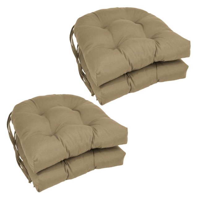 16-inch Solid Twill U-shaped Tufted Chair Cushions (Set of 4)