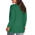thumbnail image 3 of T-shirts à Manches Longues pour Femmes, Couleur Unie, Décontractés, Col Ras du Cou, Automne Hiver, T-Shirts Basiques, 3 of 6