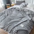 thumbnail image 2 of Popular Home Essentials, Fleece Solid Color Striped Fleece Blanket Coral Fleece Sofa Cover Blanket Air Conditioning Blanket Nap Blanket, 2 of 9