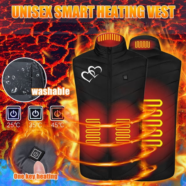 Heated Vest for Women Smart Controller Sleeveless Floral Print Lights Out Design Heated Jackets for Women Plus Size