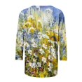 thumbnail image 5 of Meichang Chemises pour Femmes Décontractées, Chemises à Manches 3/4 pour Femmes Été Col Rond Ample Tunique Décontractée Imprimé Floral Blouse Tee, 5 of 5