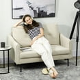thumbnail image 2 of HOMCOM 2 Seater Sofa, Upholstered Loveseat with Button Tufted, Cream, 2 of 10