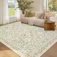 thumbnail image 1 of Garvee 8'x10' Floral Animal Print Area Rug Washable Rugs, Low Pile Stain Resistant Rug Botanical Bird Soft Carpet for Living Room Bedroom Dining Room, Beige, 1 of 8