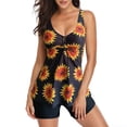 thumbnail image 1 of Womens Swimsuits Plus Size Vintage Print Spaghetti Strap Tankinis Set Yellow Bathing Suits for Women M, 1 of 7