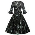 thumbnail image 2 of Pompotops Robe en Dentelle à Manches Longues Imprimé Floral Col Rond pour Femmes, 2 of 3