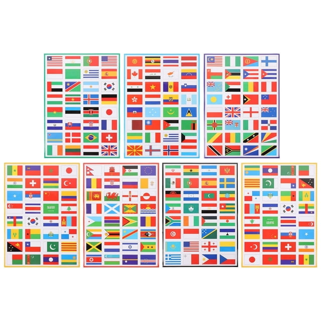 EIGTHTAIL 7 Sheets World Flags Stickers Countries Flags Stickers Label Nation Flags Stickers Decals for Luggage Room Decor