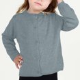 thumbnail image 1 of RXIRUCGD Cardigan à Col Rond pour Filles en Coton Uni à Manches Longues, Bleu, Taille : 3 Ans, 1 of 8