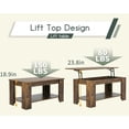 thumbnail image 3 of FDW Table Basse à Plateau Relevable, Compartiment de Rangement Caché et Tablette Inférieure, Plateau Relevable pour Salon, Brun, 3 of 8