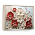 thumbnail image 2 of Designart art Mural Encadré avec Fleurs, art Mural Encadré avec Fleurs, Double Étreinte de Fleurs Cramoisies Rouges et Blanches, Très Grand art Mural Encadré Naturel, Cadre Couleur Brun Naturel 40x30 Pouces, 2 of 5