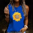 thumbnail image 3 of Hauts Grande Taille pour Femmes Débardeur Sans Manches Imprimé Fleurs de Soleil Été et Printemps Col Rond Décontracté Ample Confortable T-Shirts, 3 of 5