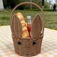 thumbnail image 4 of FEISHENTT Bread Basket Candy Baskets Easter Bunny Hanging Toy Woven with Handle Wicker Food Snack Container Food Storage Holder Beach Rattan Laundry, 4 of 5