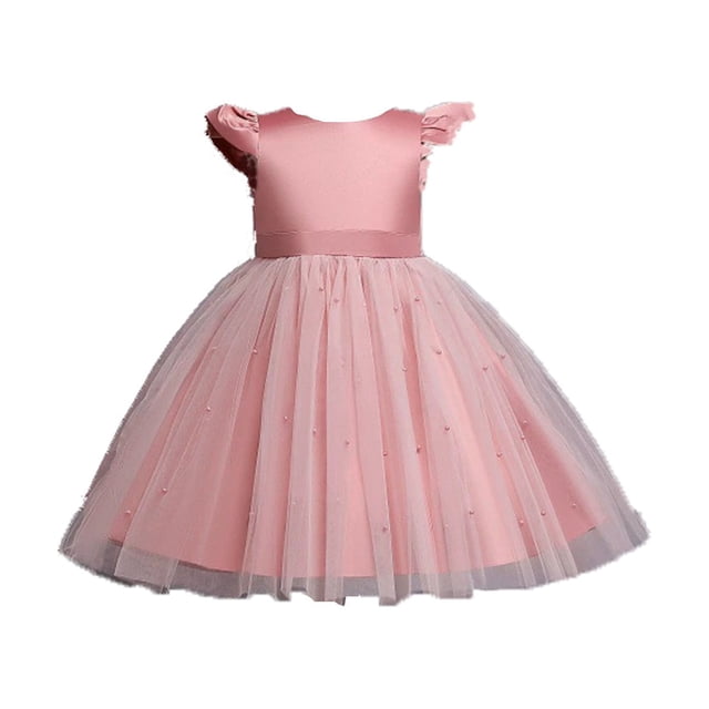 B91xZ Robe Décontractée en Coton pour Fille, Manches Courtes, Col Rond, Maxi Robe, Rose 6-12 Mois