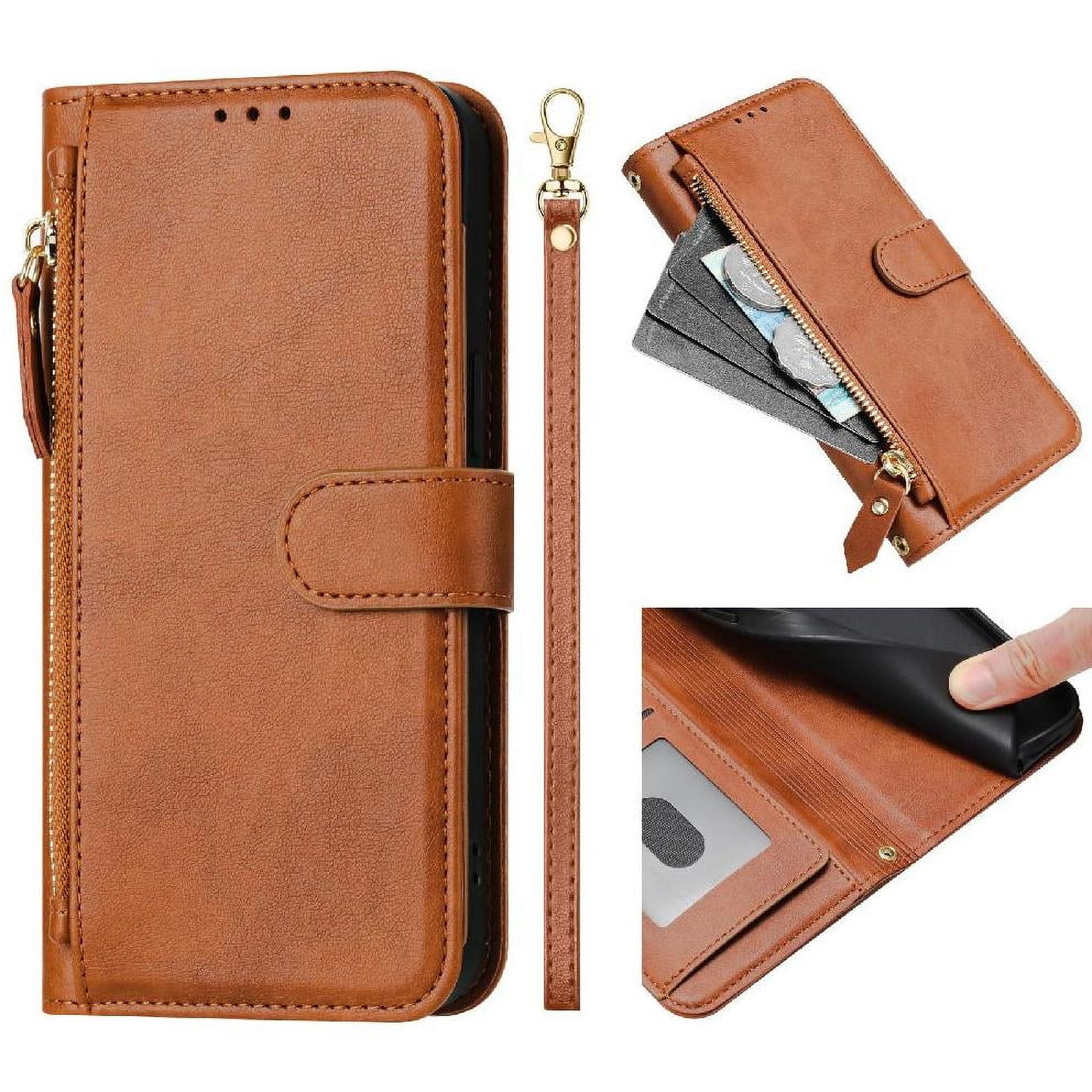 Filp Case for Motorola Moto G85 5G Zipper Pocket Magnetic Flip Wallet Phone Case with 7 Card Slots and Wrist Strap