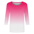 thumbnail image 2 of Hauts à Manches 3/4 pour Femmes Mode T-Shirt Imprimé Mi-Longueur Blouse Col Rond Hauts Décontractés T-Shirts pour Femmes Mode T-Shirts à Manches 3/4 pour Femmes, 2 of 5