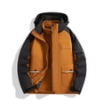 thumbnail image 2 of WRKEKC Men's Slim Fit Hooded Jacket with Adjustable Drawstring and Contrast Stitching, Urban Utility Coat for Modern Workwear Brown M, 2 of 4