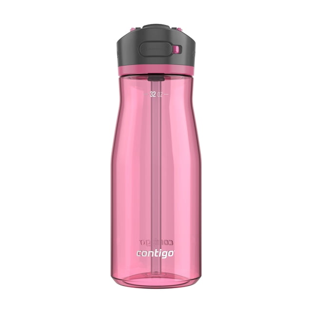 Contigo Ashland 2.0 Bouteille d'Eau Étanche avec Paille et Poignée de Transport en Rose Azalée, Dotée d'Un Corps en Tritan Translucide de 32 oz Sans BPA, Couvercle AUTOSPOUT Noir à Bouton-Poussoir avec Couvercle de Bec et Verrou à Bouton, Poignée de Transport Intégrée et Paille Escamotable Inclinée pour Boire Facilement d'Une Seule Main, Va au Lave-Vaisselle et Convient à la Plupart des Porte-Gobelets de Voiture, Convient aux Contenants de Rangement pour Boissons et Articles de Cuisine.