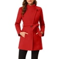 thumbnail image 1 of INSPIRE CHIC Manteau Trench Long Classique d'Hiver pour Femme à Col Montant avec Ceinture à Nouer TP Rouge, 1 of 7