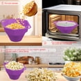 thumbnail image 4 of Iumwxz Food Grade Silicone Popcorn Bowl Foldable Microwave Popcorn Maker with Lid Easy Clean Double Handle Design Multi Color Collapsible Bucket for Movie Night Home Snacks Purple Free Size, 4 of 6
