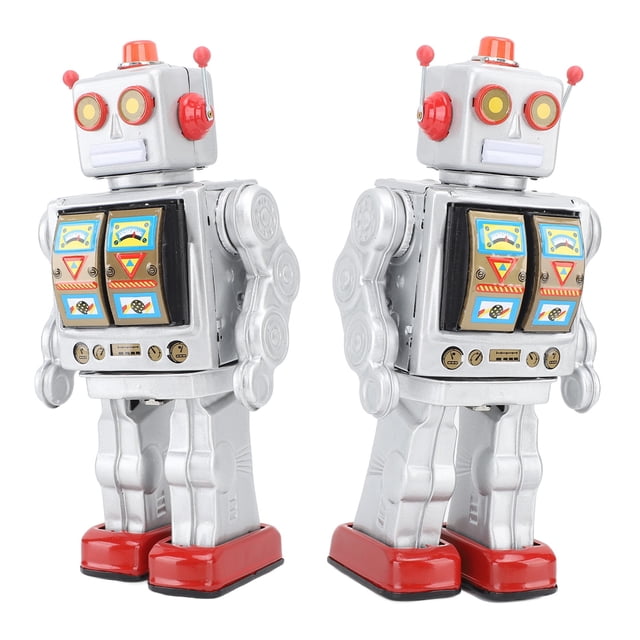 Robot Électrique en Métal, Robot Éducatif Motorisé Rétro Robot en Métal Rotatif Robot Électrique Marche et Figurines Rotatives Modèle pour Collection Adulte Cadeau Enfants