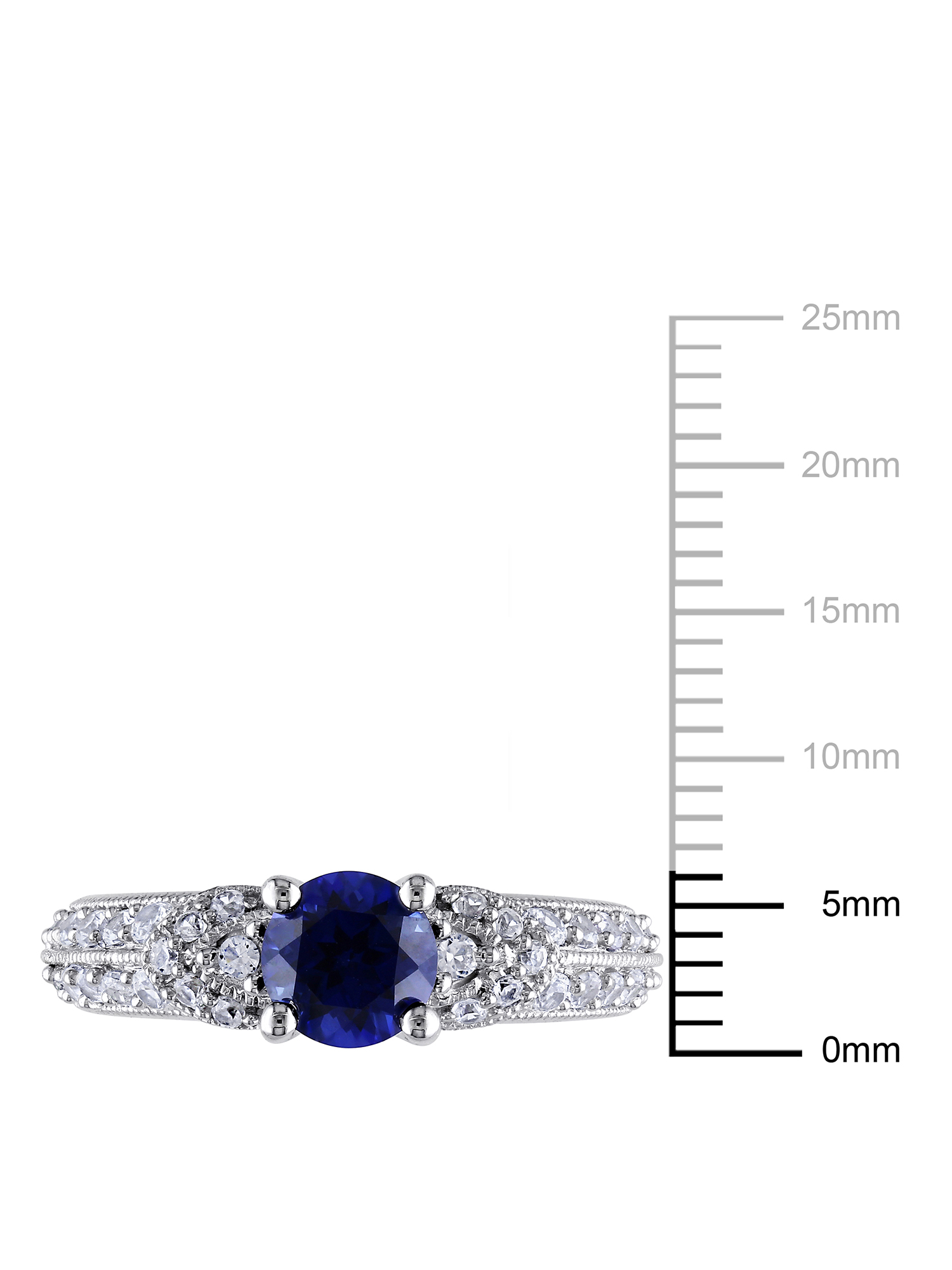 Tangelo 1.67 Carat T.G.W. Created Blue and White Sapphire Sterling Silver Engagement Ring