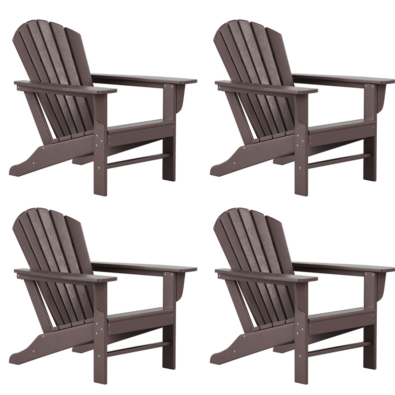 Chaise Adirondack Classique d'Extérieur (Ensemble de 4) en Brun Foncé