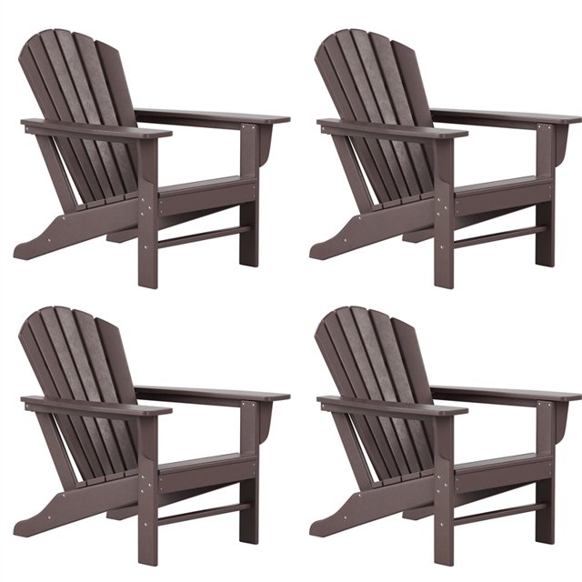 Chaise Adirondack Classique d'Extérieur (Ensemble de 4) en Brun Foncé