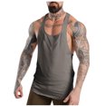 thumbnail image 1 of EOYWHK Mens Workout Tank Tops Quick Drying Racerback Tees Thin Straps Loose Fit Solid Color Gym Fitness Loungewear Activewear Tops, 1 of 7