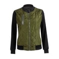 thumbnail image 1 of IROINID Veste Courte Décontractée pour Femmes Couleur Unie à Fermeture Éclair Manches Longues Confortable, Vert Armée, 1 of 3