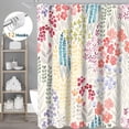 thumbnail image 1 of Dznils Boho Colorful Floral Fabric Shower Curtain, Watercolor Pattern with Hooks, 72" x 72", Beige, 1 of 11