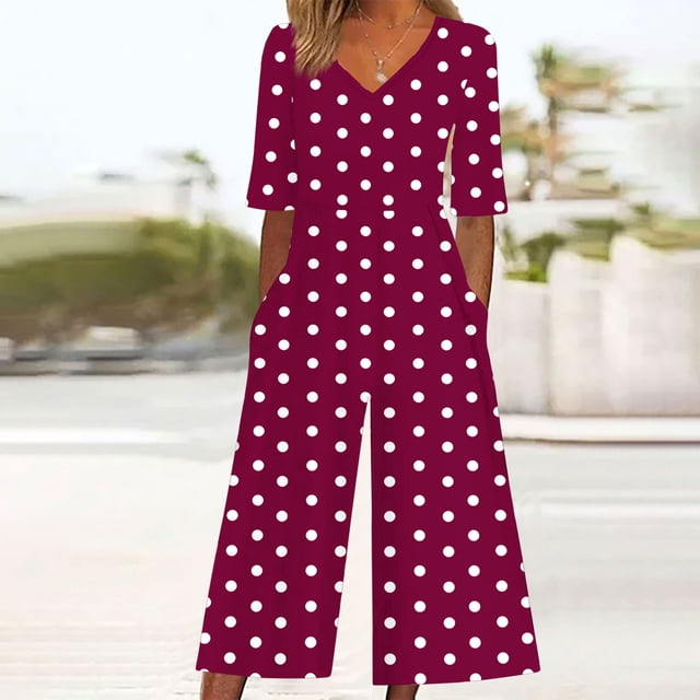 Wensltd Combinaison Pantalon pour Femmes d'Été à Imprimé Floral, Décontractée, à Manches Courtes, avec Poches Latérales