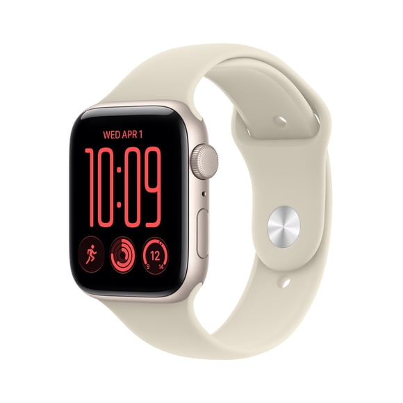 Apple Watch SE 3 GPS - Boîtier 44 mm en aluminium comète - Bracelet sport sable (P/M) (2026)