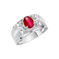 thumbnail image 3 of RYLOS Men's Rings Sterling Silver Rings Classic Designer Style 8X6MM Oval Gemstone &  Diamond Ring Ruby July Birthstone Rings For Men,  Size 9, 3 of 7