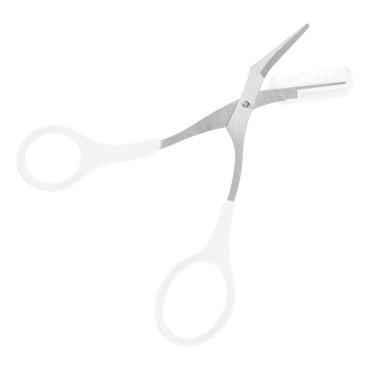 Unique Bargains Eyebrow Trimmer Scissors with Comb Stainless Steel Eyebrow Comb Scissors for Shaping Eyebrows White