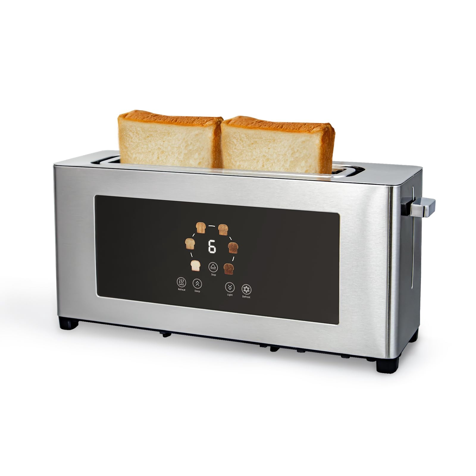 BBday 2 Slice Toaster with Touch Screen, Slim Toaster For Long Slice, 1.6" Wide Slot, 6 Browning Levels, 1000W Fast Heating, Slim Stainless Steel Design for Bagels, Bagu