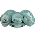 thumbnail image 1 of Elama Malibu Waves 16-Piece Dinnerware Set in Turquoise, 1 of 4