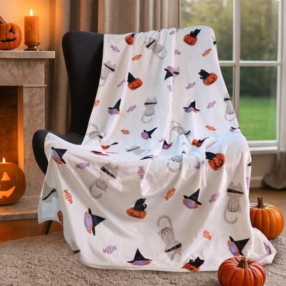 Gogreen Couverture Douillette Couverture Imprimée Jeté Collection d'Halloween Couverture - Couverture en Molleton 300 G/m2 Jeté Taille Couverture pour Décoration de la Maison Couverture Ultra Douce Jeté en Microfibre (Jeté - 50 x 60 )