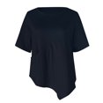 thumbnail image 5 of B91xZ Tunique pour Femmes Tops Slim-Fit Manches Courtes Solide Bateau Cou T-Shirt, Marine L, 5 of 5