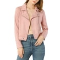 thumbnail image 1 of INSPIRE CHIC Women Short Soft Zip Up Faux Suede Biker Moto Jacket, 1 of 5