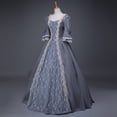 thumbnail image 5 of Huanglei Robe pour Femme Style Rétro Couleur Unie Manches Trompette Longue Robe de Princesse, 5 of 5