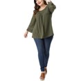 thumbnail image 2 of GRACE & GRANDEUR Hauts Décontractés Unis à Manches Raglan pour Femmes Grande Taille Vert 3X, 2 of 7