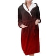 thumbnail image 3 of Meichang Women's Plush Fleece Robe Gradient Long Sleeve Shawl Collar Winter Bathrobe Mid Length Soft Fuzzy Fluffy Robe with Belt Loungewear, 3 of 4