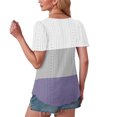 thumbnail image 3 of Plebaso Hauts pour Femmes Chemises à Oeillets à Blocs de Couleur Manches Courtes T-Shirts Amples Décontractés Col Rond Blouses Tendance, 3 of 6