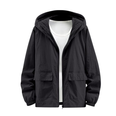 LOVZFMLL Vestes pour Hommes Vêtements de Protection Solaire pour l'Été Pêche en Plein Air Style Mince Vêtements de Protection Solaire Couleur Unie à Manches Longues à Capuche Veste Décontractée/veste